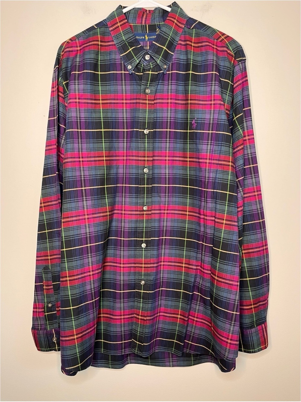 Ralph Lauren Pink and Navy Plaid Button-Down Shirt